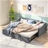 LKPOMI Divano letto pieghevole 3 posti in tessuto di velluto, letto matrimoniale imbottito con telaio a doghe per camera da letto, soggiorno, senza cuscino, 180 x 200 cm (grigio 2)