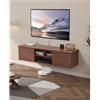 VEVOR Mobile TV Sospeso a Parete con Ripiano Regolabile e Ante Scorrevoli, Ripiano TV con Spazio di Archiviazione per Lettore DVD Console di Gioco, Capacità 52 kg Bianco 1520 x 390 x 368 mm