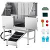 VEVOR Stazione di Lavaggio per Cani in Acciaio Inox, Vasca per Toelettatura per Animali Domestici di Grandi, Medie e Piccole Dimensioni da 127 cm con Rampa, Pannello Filtro per Acqua, Porta Destra