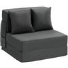 VEVOR Divano Letto Pieghevole con 2 Cuscini e Fodera Lavabile, Poltrona Letto Trasformabile in Memory Foam ad Alta Densità 25D, Divano Futon per Soggiorno, 1860 x 730 x 150 mm, Grigio Scuro Singolo