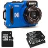 KODAK Pixpro Pack WPZ2 + 2 Batterie + 1 Scheda SD - Fotocamera Digitale Compatta 16M Pixel, Impermeabile fino a 15m, Antiurto, Video 720p, Schermo LCD 2,7 - Batteria Li-ION - Blu