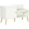 HOMCOM Scarpiera da Ingresso con Seduta Imbottita e Armadietto per 4 Paia di Scarpe, 80x33x49cm, Bianco