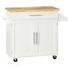 HOMCOM Carrello multiuso da Cucin con Cassetto, Portaspezie e Armadietto in Legno, 109x40x89 cm, Bianco | Aosom Italy