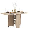 HOMCOM Tavolo Pieghevole con 2 Ribalte per 6 Persone con Ripiani e Rotelle Integrate, Legno Naturale