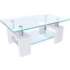 Arreditaly Tavolino Basso Rettangolare Salotto In Vetro Temperato E Legno MDF Per Soggiorno Salone Sala Da Pranzo Tavolo Da Caffè Con Ripiano Moderno Ed Elegante Indianapolis 100 x 60 x 45 cm (Bianco)