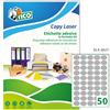 Tico Italia SL4-3627 Etichette adesive carta argento, 100 fogli A4, ovali 36x27mm, 50 etichette per foglio, adesivo permanente, stampanti laser, tipografiche e serigrafiche