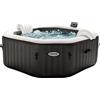 Intex 28458 - Idromassaggio Gonfiabile Ottagonale PureSpa Jet & Bubble Deluxe, 4 Posti, 120 Getti, PVC, Nero, 180x71 cm