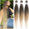 Mscat 3 confezioni da 76 cm di extension per capelli pre-stirati a tre tonalità, extension sintetiche professionali pre-stirate per trecce, texture Yaki, impostazione ad acqua calda (1B27613#)