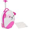 boppi Tiny Trekker Trolley Bagaglio a Mano Per Bambini Con Ruote e Manico Regolabile - Valigia Bagaglio a Mano Rigida Piccola da Cabina Asilo Scuola e Viaggio 17L - Cane Rosa