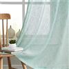 Melodieux -Tende trasparenti in lino, per camera da letto, soggiorno, tessuto in lino naturale, con tasca per asta, 132,1 x 160 cm (larghezza x lunghezza), 2 pannelli, verde menta