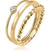 Elli Anello Donna Solitario Impostato con Cristalli in Argento Sterling 925
