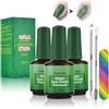 SIUHEN 3 Pcs Rimuovi Remover Semipermanente Unghie Solvente per Smalto Rimozione Gel Levasmalto Leva Smalto Togli Rimuovere Togliere Nail Polish Remove con Lime per Unghie e Spingi Cuticole e Raschietti