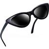 Joopin Occhiali da Sole Occhi di Gatto Donna Polarizzati Protezione UV Vintage Cat Eye Triangolari Sunglasses Occhiali da Sole a Punta (Nero)