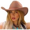 DRESHOW Cappello da Cowboy Donna Classico Cappello Western Retro a Tesa Larga con Fibbia e Cintura Cappelli Fedora in Feltro Arrotolati Unisex