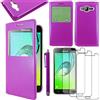 ebestStar - Cover Compatibile con Samsung J3 2016 Galaxy SM-J320F Custodia Portafoglio Protezione Libro Flip con Finestra View +Penna +3 Pellicole plastica, Viola [Apparecchio: 142.3x71x7.9mm, 5.0'']
