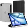 Alogy Custodia per iPad Air 13 2024/2025, iPad Pro 12,9 pollici 2018-2022 Smart Cover Automatica Sveglia/Dormire Libro Porta Penna Posteriore Trasparente Custodia Sottile con Supporto Incolore Nero