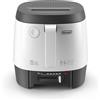De'Longhi FS3061 Friggitrice con cestello removibile e lavabile in lavastoviglie, antiaderente, termostato regolabile, design compatto, capacità 2,3L, 1800 W, bianco/grigio