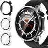 iVoler 3 Pezzi Cover con Vetro Temperato per OnePlus Watch 3 47mm / Oppo Watch X2, Copertura Completa Custodia Rigida PC, HD Clear Pellicola Protettiva Anti-Graffio Case, 2 Trasparente + 1 Nero