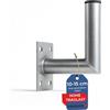Premium X PremiumX 10-15 cm Supporto da parete in acciaio zincato per antenna satellitare satellite satellitare, montaggio a parete, distanza dalla parete 100-150 mm Ø 48 mm