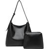 CUNGGI Borsa a secchiello da donna retrò in pelle PU borsa a tracolla Borse a mano grande capacità Borse a spalla hobo tote con tasche nero