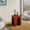 DEGHI Tavolino 35x35 cm in legno terracotta con struttura ad arco intagliato - Dedim