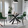 DEGHI Tavolo da pranzo 180x90 cm top in ceramica grigio effetto cloud e gambe in acciaio nero - Flabi