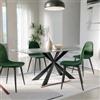 DEGHI Tavolo da pranzo 180x90 cm top in ceramica antracite effetto plumbo e gambe in acciaio nero - Flabi