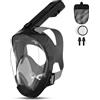 MAISITOO Maschera Snorkeling Integrale 180° con Boccaglio Pieghevole e Sistema Dry-Top | Maschera Subacquea Adulti Antiappannamento in Silicone Medico | Respirazione Sicura CO₂ (X/XL)