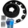 Bocguy Bordura per Aiuola flessibile, Bordi per Aiuole Giardino, lunghezza 10 m, altezza 5 cm, Bordatura Giardino con 50 Picchetti e 1 paio di Guanti, Nero