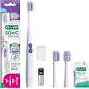 GUM SONIC ORTHO Spazzolino elettrico sonico a batteria | Progettato per l'apparecchio | Delicato su denti e gengive | X1 spazzolino, X2 testine di ricambio, X1 batteria AAA, X1 campione | Bianco