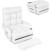 HOMASIS Poltrona Letto Convertibile con Schienale Regolabile a 5 Posizioni, Divano Letto Ergonomico Pieghevole con Cuscino e Bracciolo per Soggiorno, Camera da Letto, 167 x 71 x 12 cm (Bianco)