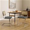 Zouron Sedie da cucina in rattan, set di 2, sedie da pranzo moderne di metà secolo, sedie da cucina senza braccioli con schienale in rattan intrecciato, gambe in metallo, Grigio