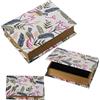 DRW Set di 3 scatole libro in legno MDF e tela poliestere con uccelli e foglie 30 x 24 x 8 cm, 24 x 18 x 6 cm e 18 x 12 x 4 cm