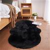 Ghouse Faux Tappetto di Pelle di Pecora Tappeto a Pelo Corto Lavabile Fluffy Uni Effetto Pelliccia Antiscivolo Facile da Pulire, Dimensione: Pelliccia Sintetica 60 x 120 cm, Colore: Nero