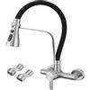 SJQKA rubinetto a muro,rubinetto lavello cucina a muro, Girevole a 180° Rubinetto per Cucina in Acciaio inossidabile,Monocomando Miscelatore Cucina Calda e Fredda Regolabile (13.5cm-16.5cm)