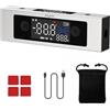 eSynic 4x90°Level Box Digitale con 2 Linee Laser, Doppio LCD, Angle Finder Inclinometro Dual Asse X/Y, Base Magnetica, Goniometro Ricaricabile in Alluminio 3 Unità °/% / MM/M per Falegname - Argento