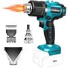 Edtran Pistola termica a batteria, pistola termica compatibile con batteria Makita 18 V, 3 ugelli, 2 impostazioni di temperatura, max 500 °C, pistola termica per artigianato, tubi termoretraibili, resina e