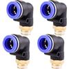 ANGEEK set da 4 pezzi, 16 mm - 3/8, raccordi pneumatici a gomito a 90° con filettatura maschio PT, adatti per il collegamento rapido di tubi flessibili, accessori compressori d'aria