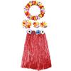 Carnavalife Costume Hawaiana Donna Set Gonna Collana Cerchietto e Bracciali Hawaiana per Costume Fiore Adulto Feste di Carnevale Halloween (Falda/60 cm, Rosso Multicolore)