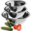 com-four® Set di 3 Ciotole in Acciaio Inox Ø 18, 20 e 24 cm