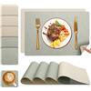 YIHELU® Tovagliette Americane lavabilie Sottobicchieri Set di 6, Tovagliette Colazione Plastica Facile Pulire Bifacciale Antiscivolo Impermeabile (Verde menta/avorio, Set di 6)