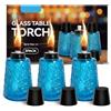 OunglyChoi Confezione da 3 lampade a olio in vetro trasparente blu alla citronella, lampade a olio con 3 stoppini, per interni ed esterni, decorazioni per patio