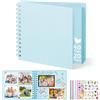 DazSpirit Album Fotografico Personalizzabile, 6-inch Album Foto, Scrapbook Quadrato con Copertina Rigida con 5 adesivi, Album Fai Da Te per Matrimoni, Neonati e Anniversari, 40 Pagine, Blu