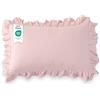 TOCOMOA Set di 2 federe per cuscino 40 x 80 cm, con volant, certificate Öko-Tex, morbide e ipoallergeniche, 40 x 80 cm, con chiusura hotel, rosa