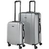 ITACA - Set valigie - Set Valigie Rigide Offerte. Valigia Grande Rigida, Valigia Media Rigida e Bagaglio a Mano. Set di Valigie con Lucchetto Combinazione TSA, Argento