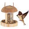Relaxdays Mangiatoia per Uccelli in Legno, Casa da Esterno per Mangime, Giardino & Balcone, Realizzata a Mano, Naturale