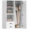 HOMCOM Armadio Moderno con 2 Cassetti, Ripiani Aperti e Vano Appendiabiti, 80x50x124 cm, Bianco | Aosom Italy