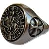 medio evo ANELLO CON SIGILLO TEMPLARE ARGENTATO CON CAVALIERI
