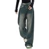 Generico Jeans Donna Stile Boyfriend Y2k Gamba Larga Jeans Baggy Denim Pantaloni a Vita Bass Strada Hip Hop Vintage Largo Jeans Casual Sciolti Pantaloni Diritti e Ragazza
