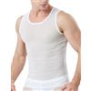 AIEOE Canottiera in rete trasparente da uomo, in rete, trasparente, con cavità, senza maniche, in tulle, elasticizzata, per allenamento, palestra, sport, biancheria intima per il tempo libero, bianco, XL